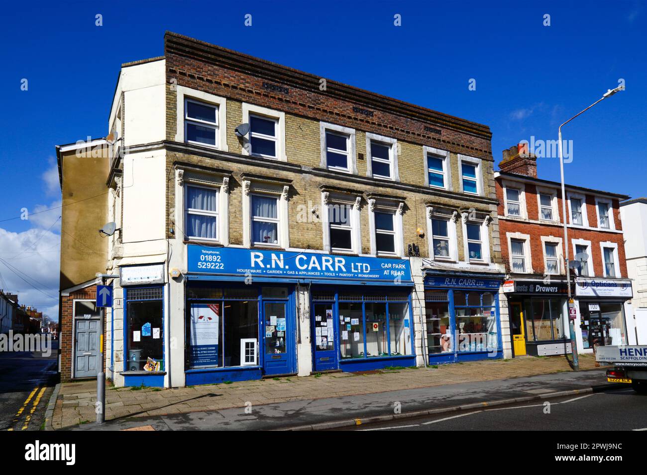 R N Carr Ltd, a long established family run hardware and ironmongers shop on the HIgh Street, Southborough, Kent Stock Photo