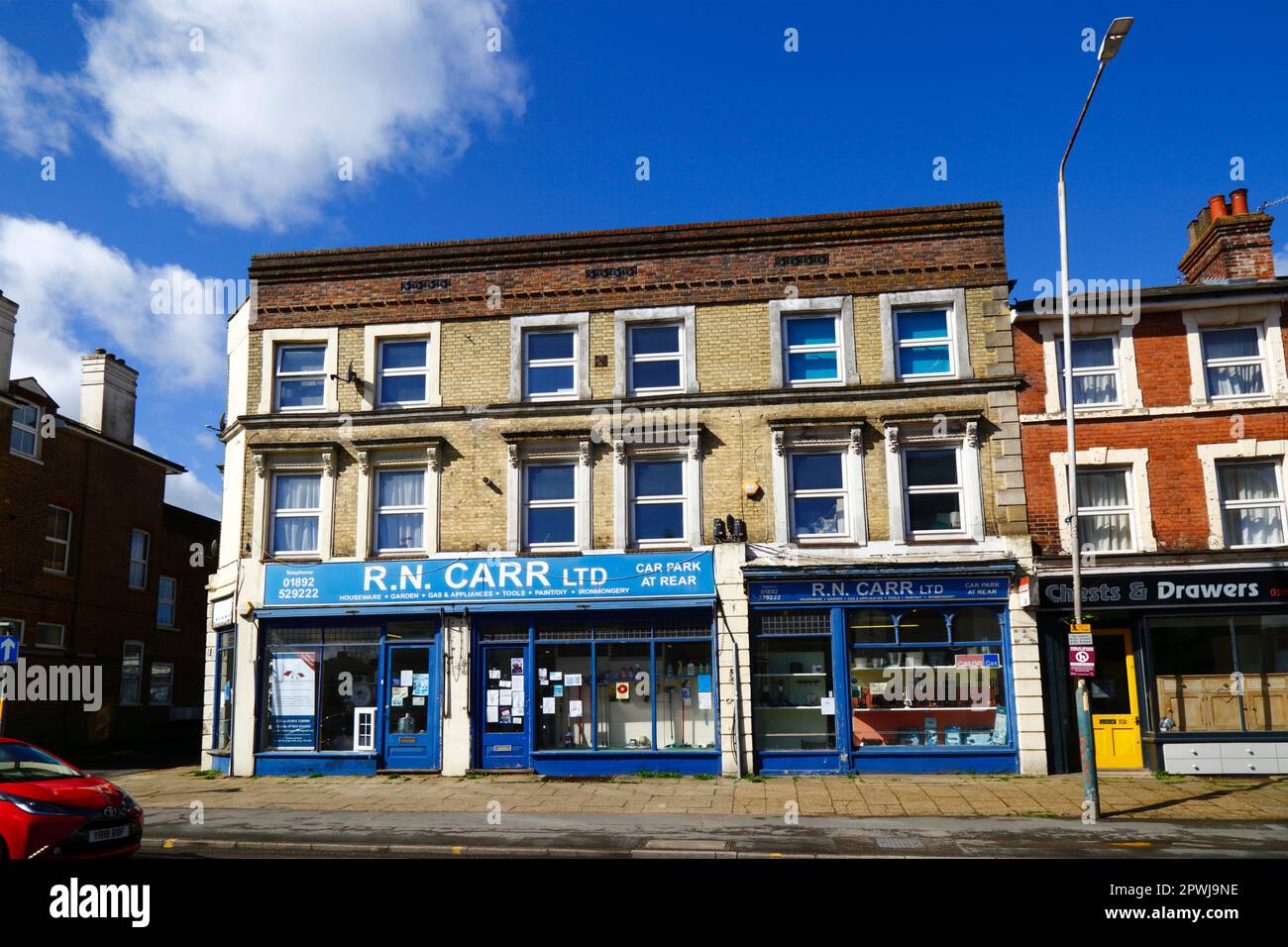 R N Carr Ltd, a long established family run hardware and ironmongers shop on the HIgh Street, Southborough, Kent Stock Photo