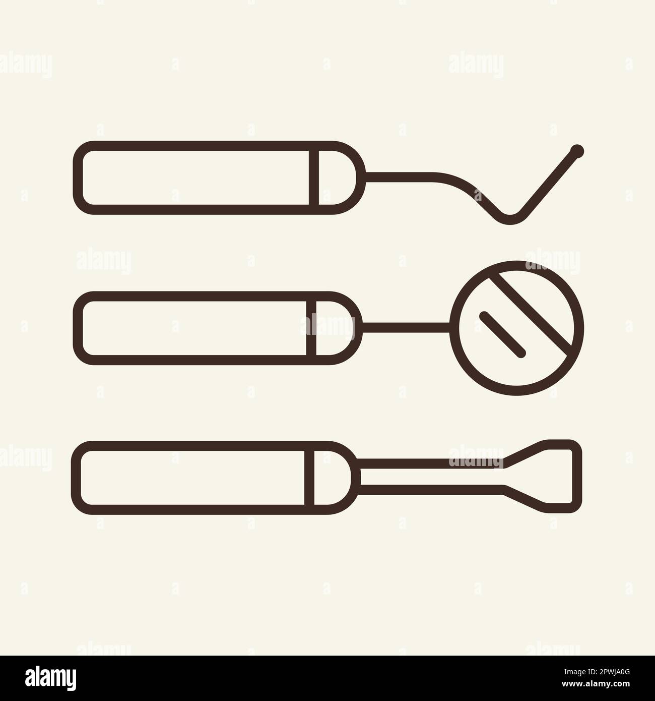 Dental instruments line icon Stock Vector