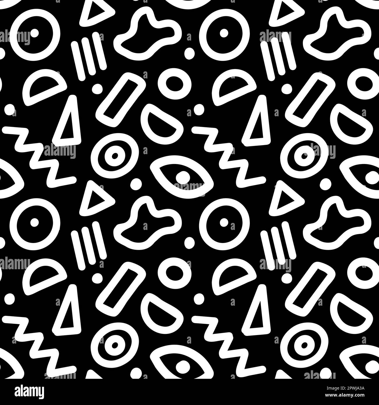 90s seamless pattern squiggle random. Vector illustration Stock Vector