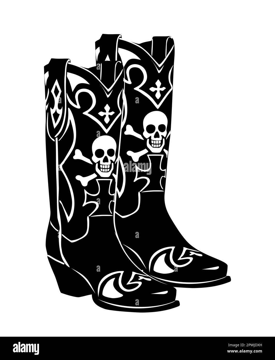 Cowboy boots black vector isolated on white Stock Vector Image & Art ...