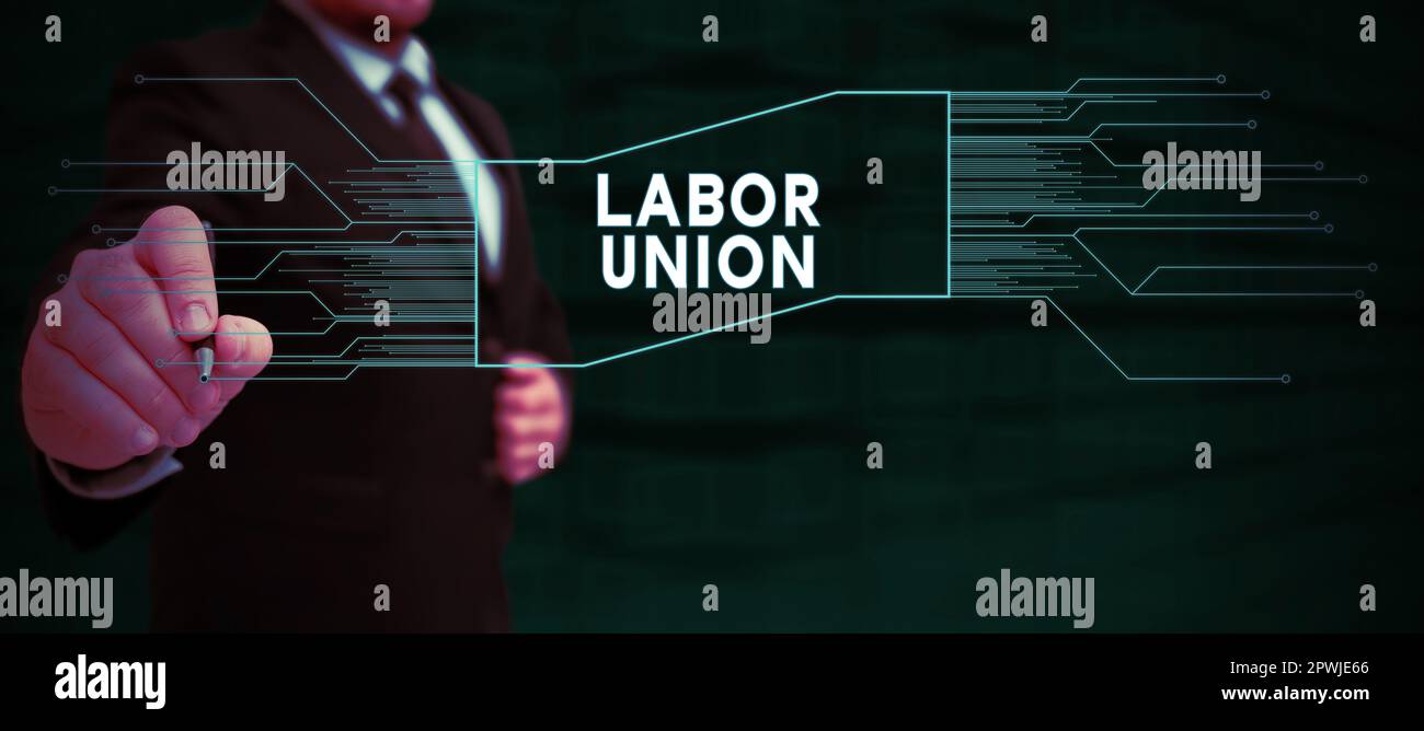 Handwriting text Labor Union, Concept meaning rules relating to rights ...