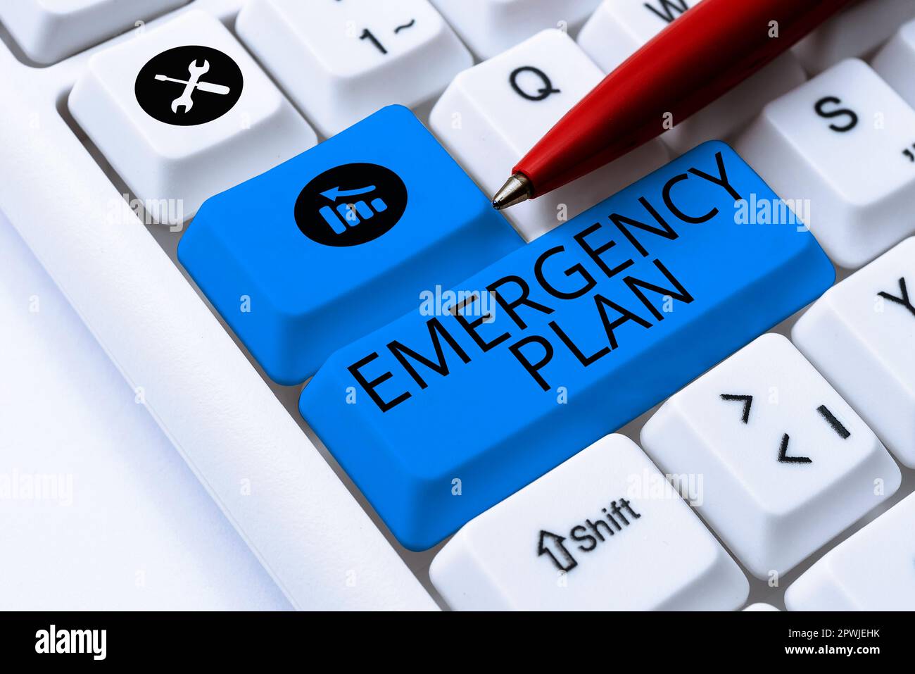 Sign displaying Emergency Plan, Concept meaning Procedures for response