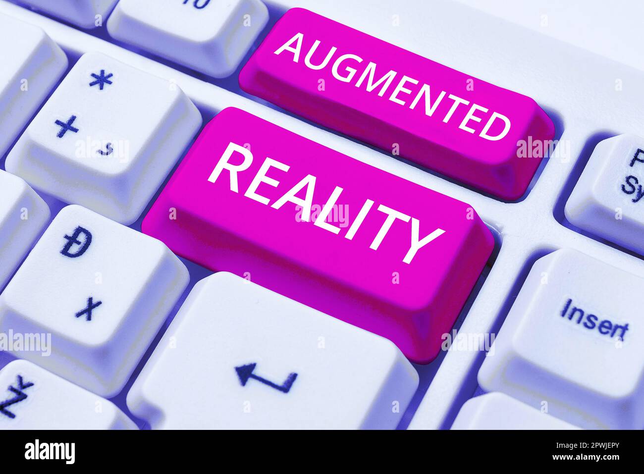 Sign displaying Augmented Reality, Word for technology that imposes ...