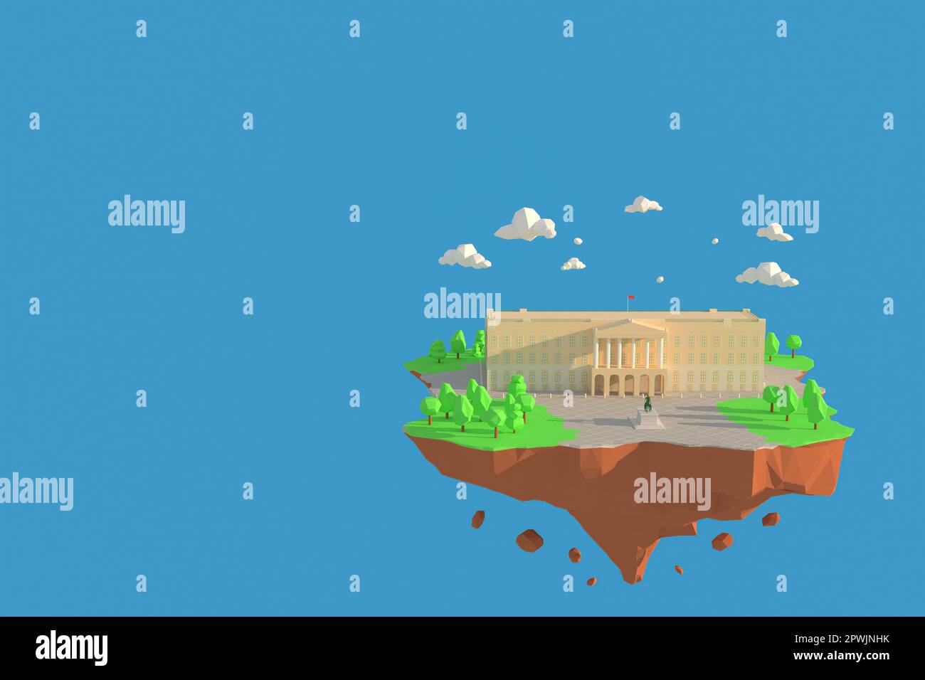 3D illustrator Royal Palace, Oslo, Norway. 3d rendering Low Polygon