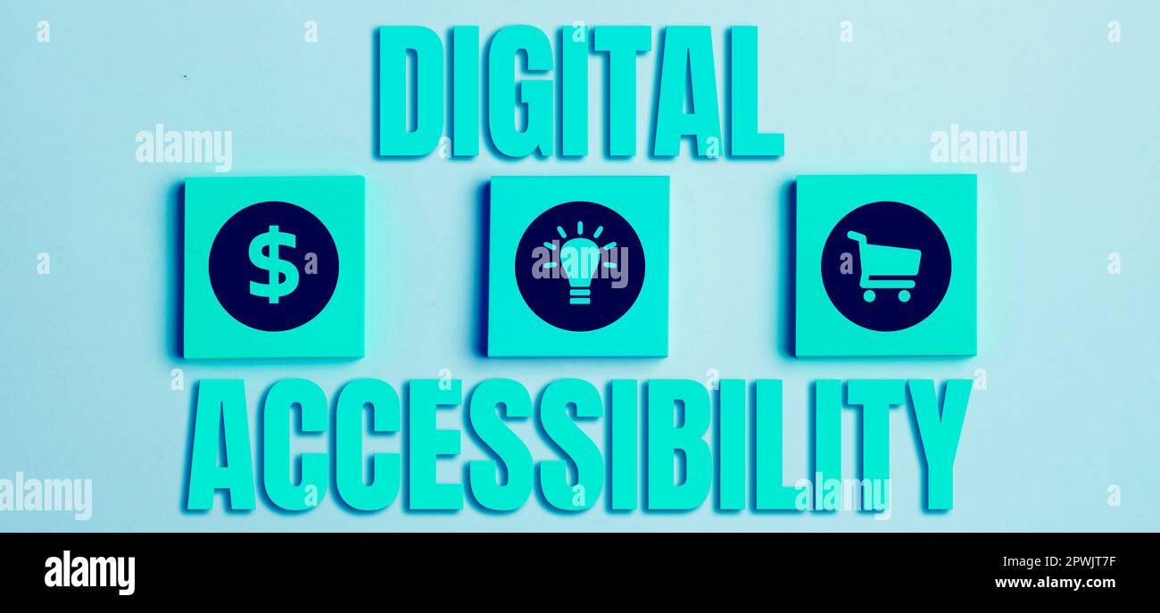 Text caption presenting Digital Accessibility, Business idea electronic technology that generates stores and processes data Stock Photo