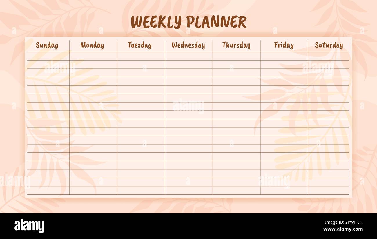 Weekly planner in tropical fox design Stock Vector