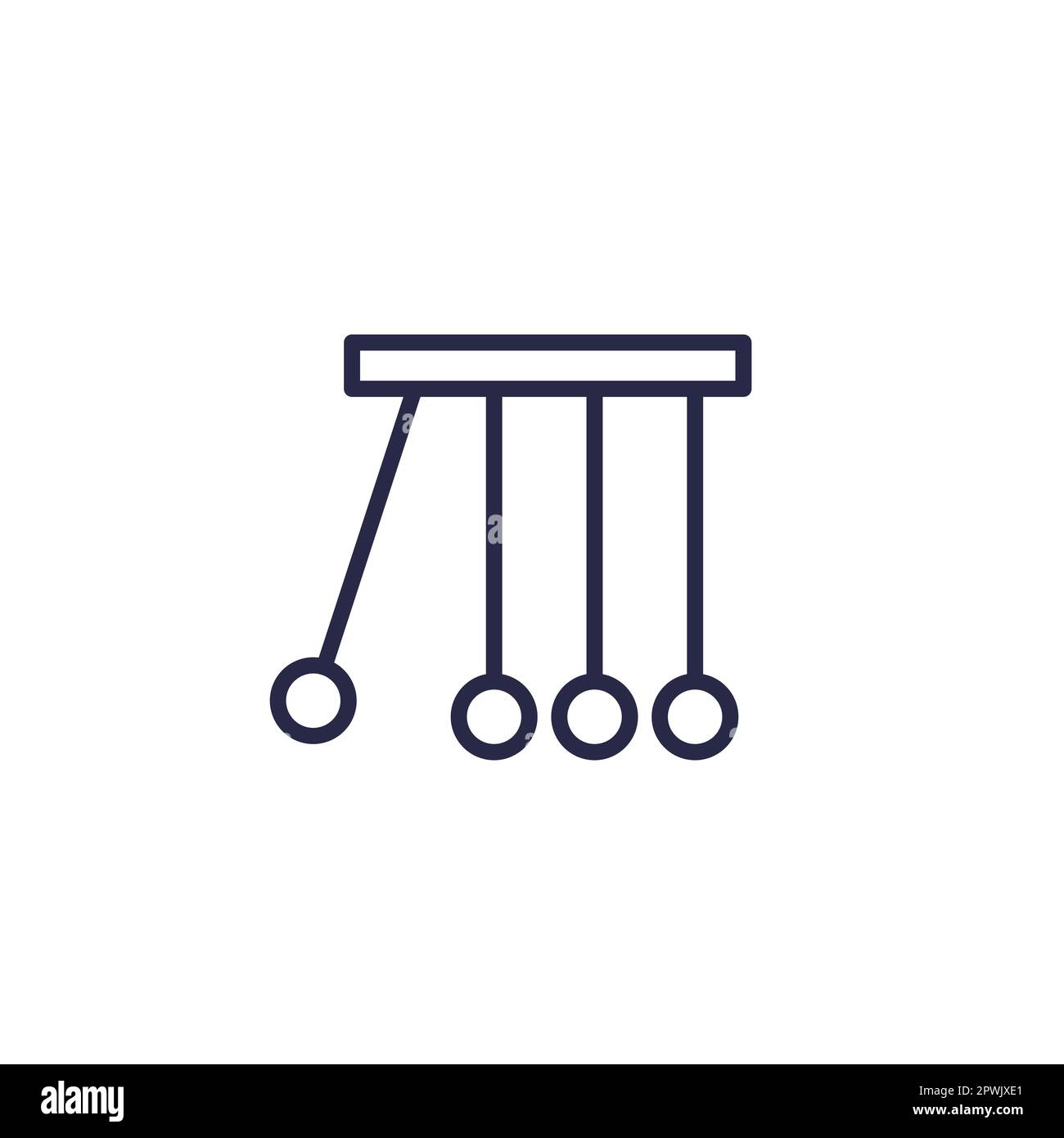 pendulum with balls line icon on white Stock Vector