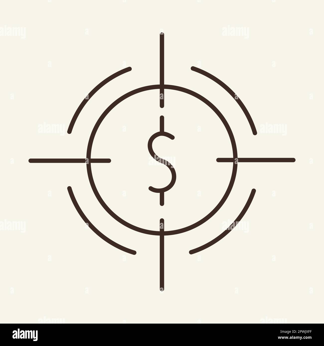 Dollar aim line icon Stock Vector