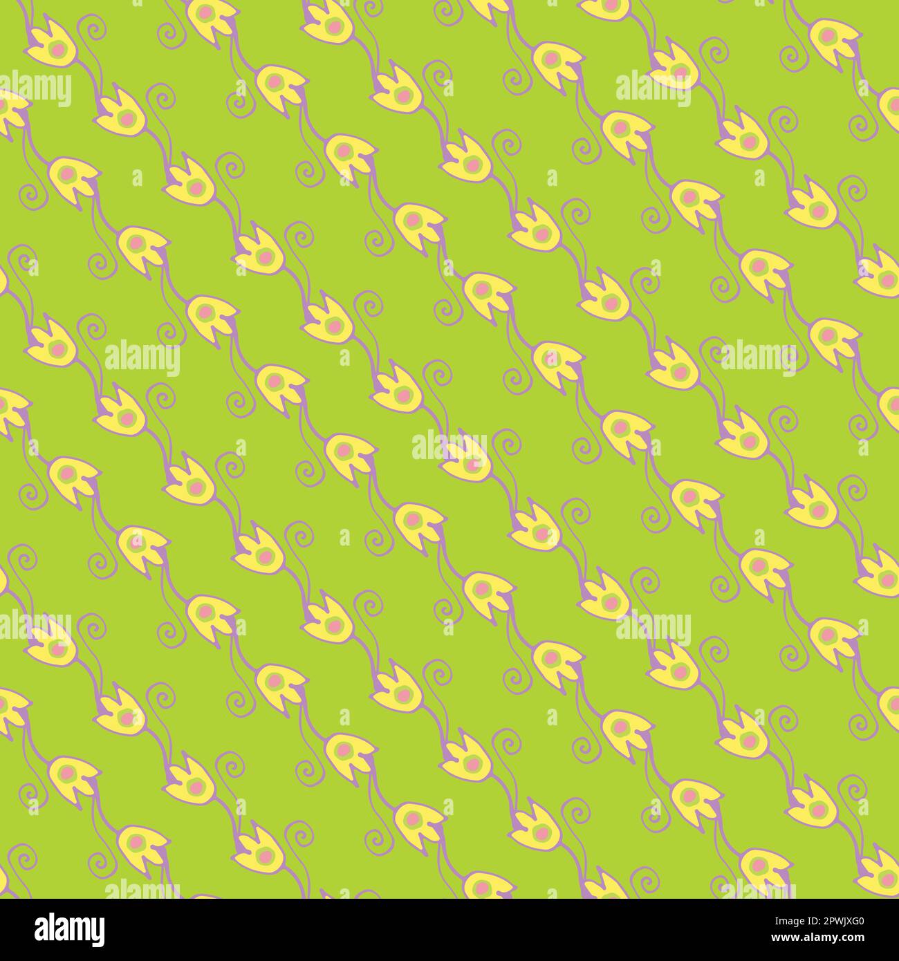 A stylized tulips stipes seamless vector pattern Stock Vector