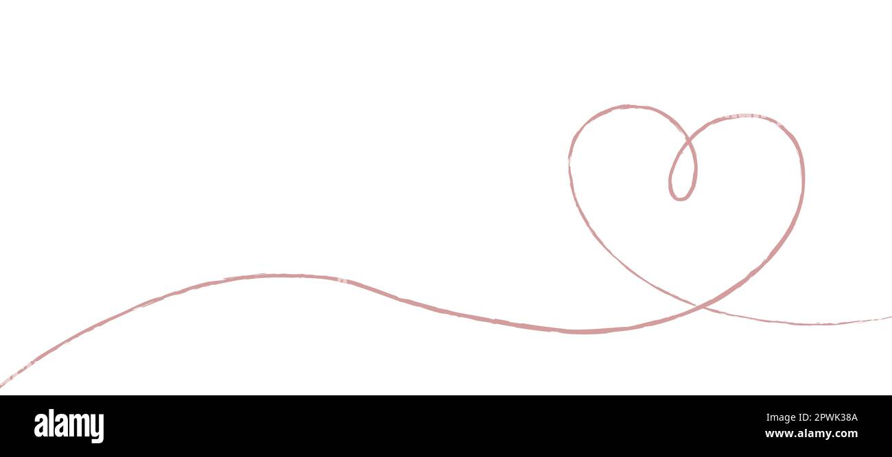 Hand sketch drawing pink line heart, Love doodle isolated on white ...