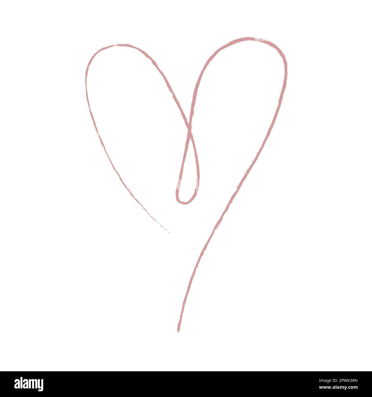 Hand sketch drawing pink line heart, Love doodle isolated on white ...