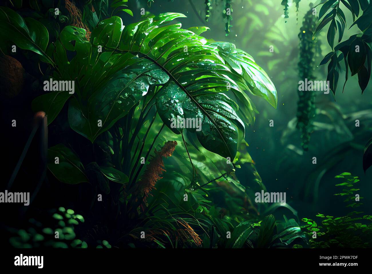 Lush Green Foliage in Tropical Jungle Stock Photo - Alamy
