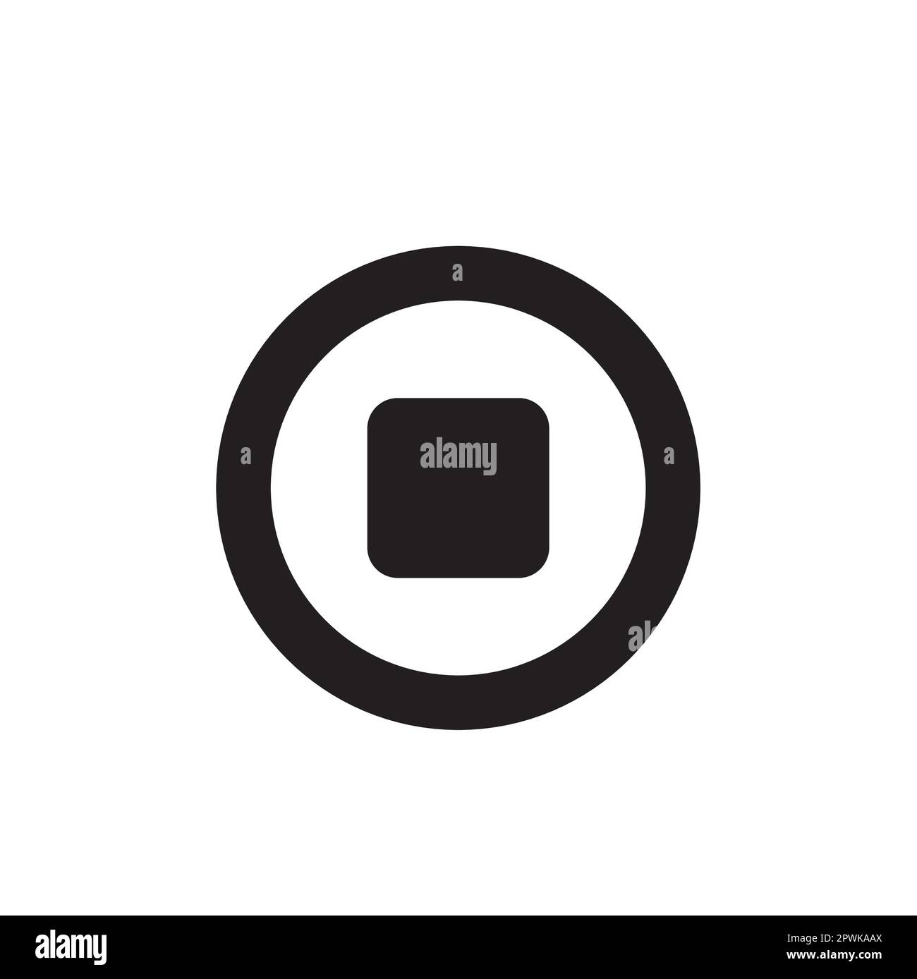 Circular stop button on a white background with copy space Stock Vector