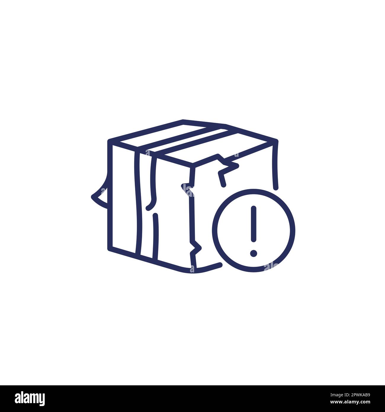 damaged package line icon with broken box Stock Vector
