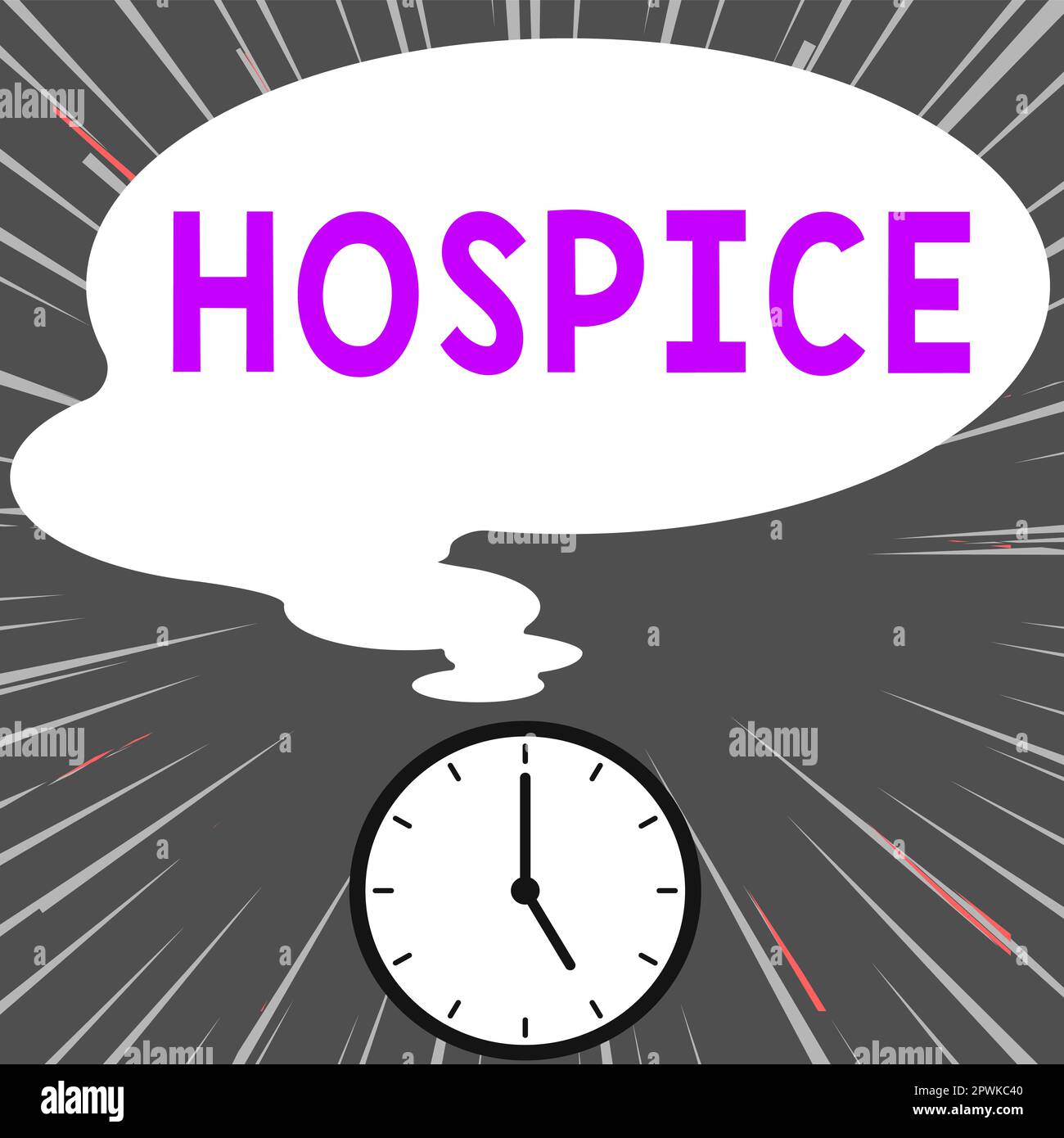 Hand writing sign Hospice, Word Written on focuses on the palliation of a terminally ill patient's pain Stock Photo