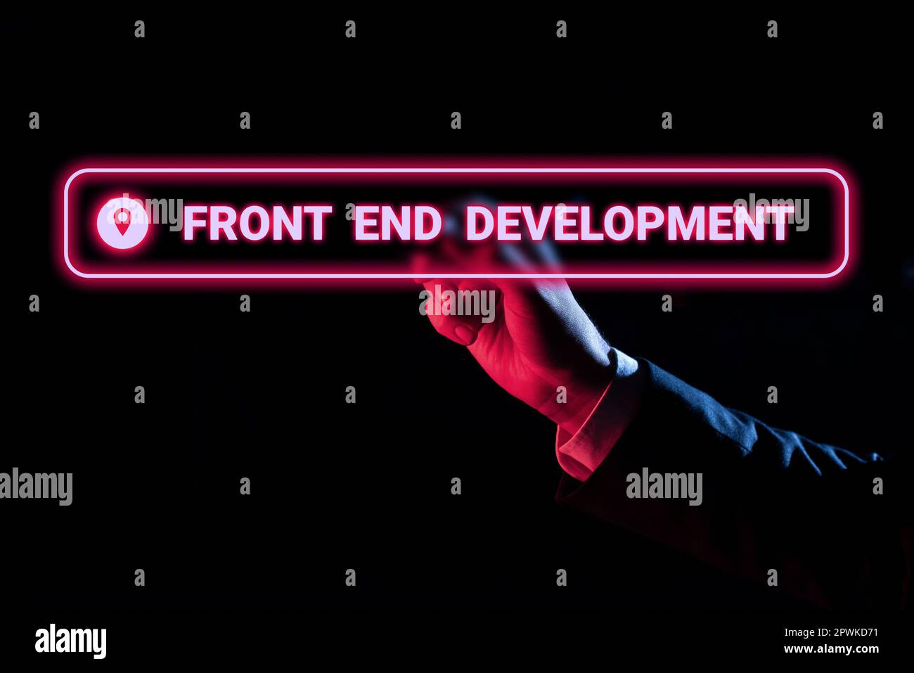 Hand writing sign Front End Development, Business idea Altering data to graphical interface for user to view Stock Photo