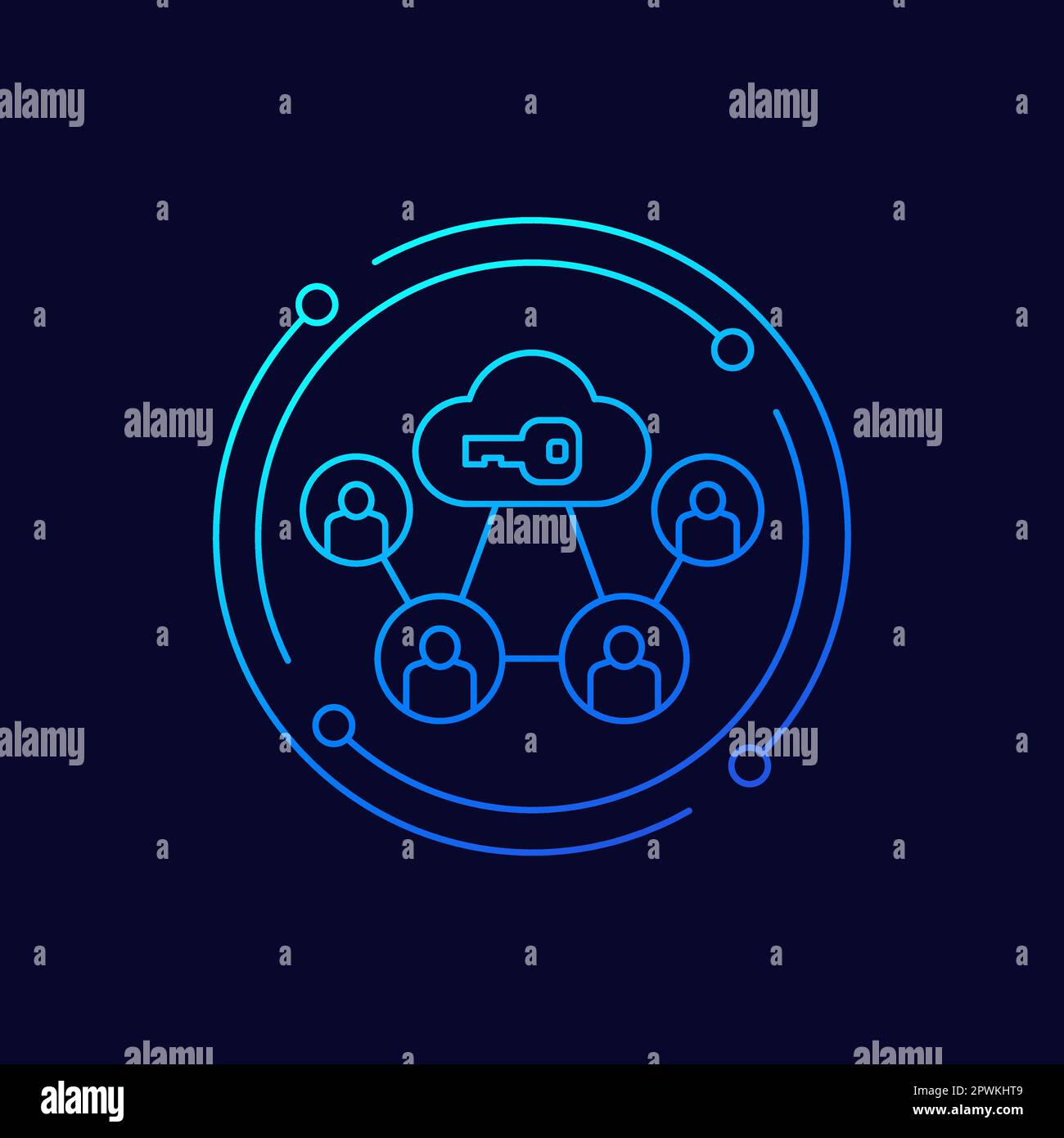 Encryption of personal data in cloud line icon Stock Vector