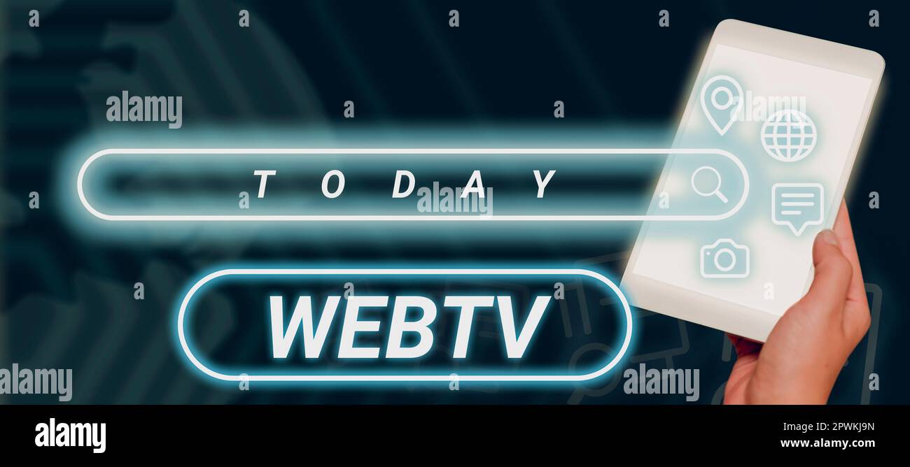Webtv Sign Hand writing sign Webtv, Conceptual photo Internet transmission ...
