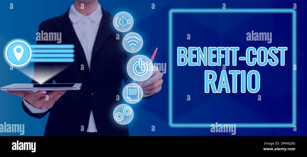 Text caption presenting Benefit Cost Ratio, Conceptual photo