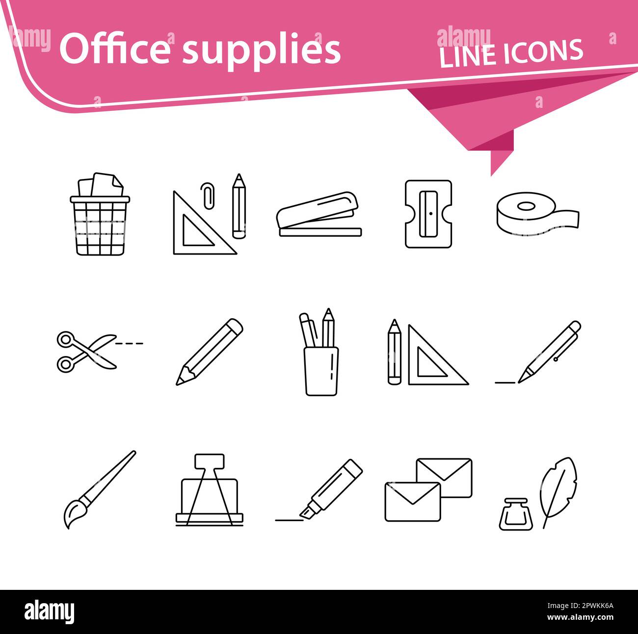 Office supplies icon set Stock Vector