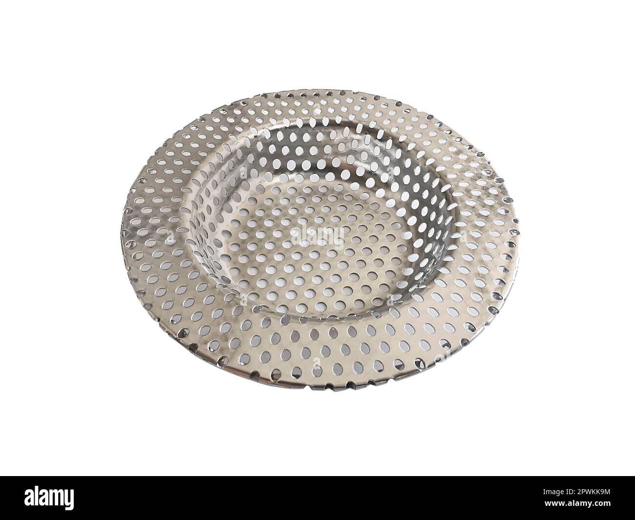 Sewer lid in the bathroom on white background Stock Photo