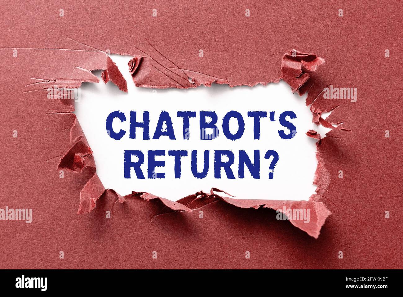 Writing displaying text Chatbot's Return, Internet Concept program that communicate use text interface and AI Stock Photo