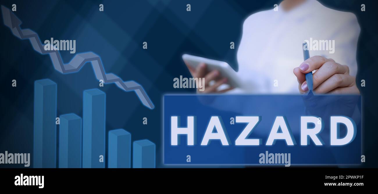 Writing displaying text Hazard, Concept meaning account or statement ...