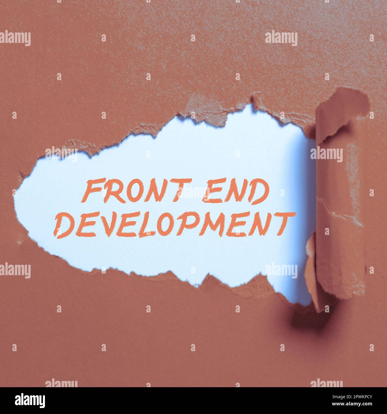 Handwriting text Front End Development, Business overview Altering data to graphical interface for user to view Stock Photo