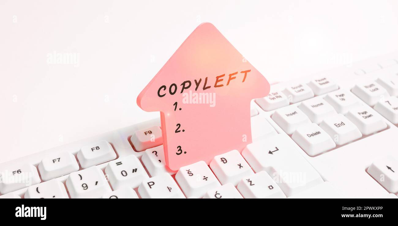 Sign displaying Copyleft, Concept meaning the right to freely use