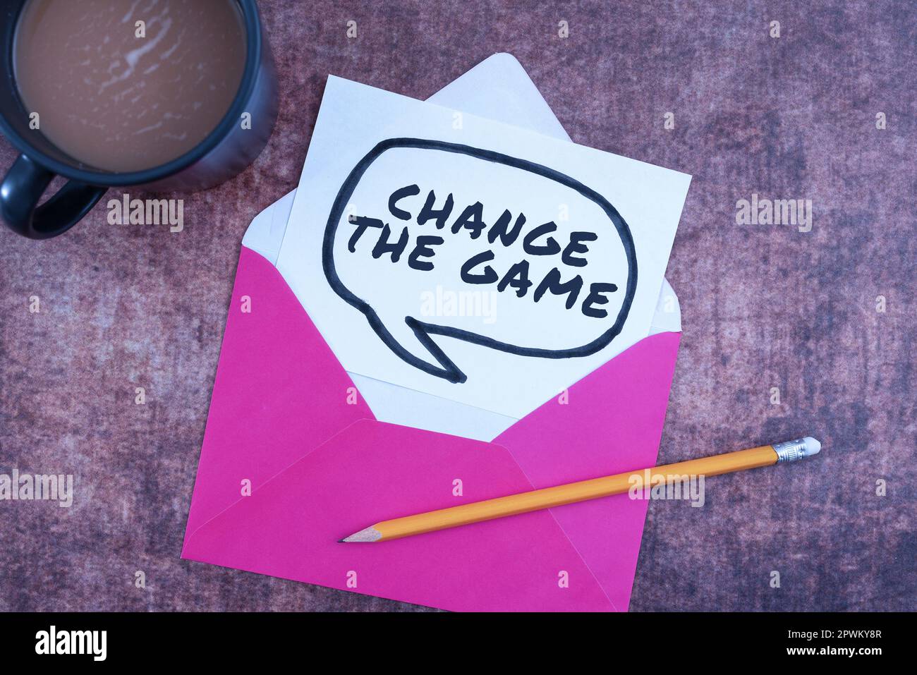 Writing displaying text Change The Game, Concept meaning adjustment in