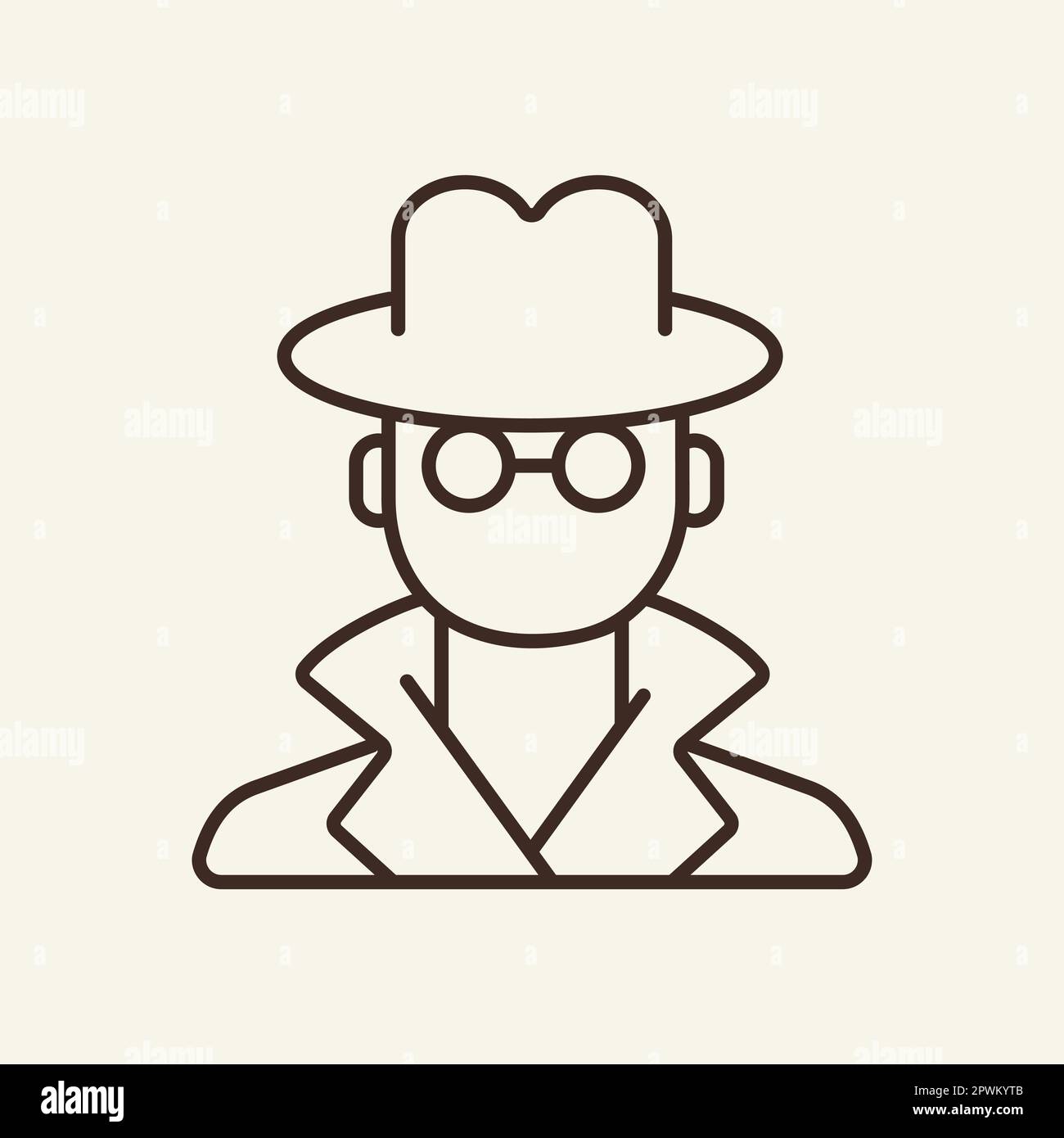 Man wearing hat and glasses line icon Stock Vector