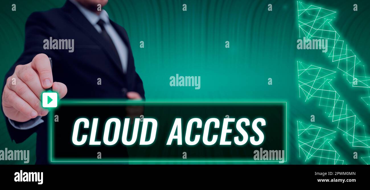 Writing displaying text Cloud Access, Business overview Software tool between the organization and the provider Stock Photo