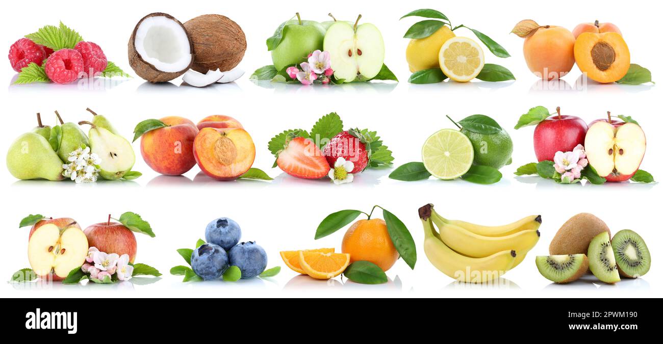 Fruits collection fresh orange apple apples banana lemon berries ...