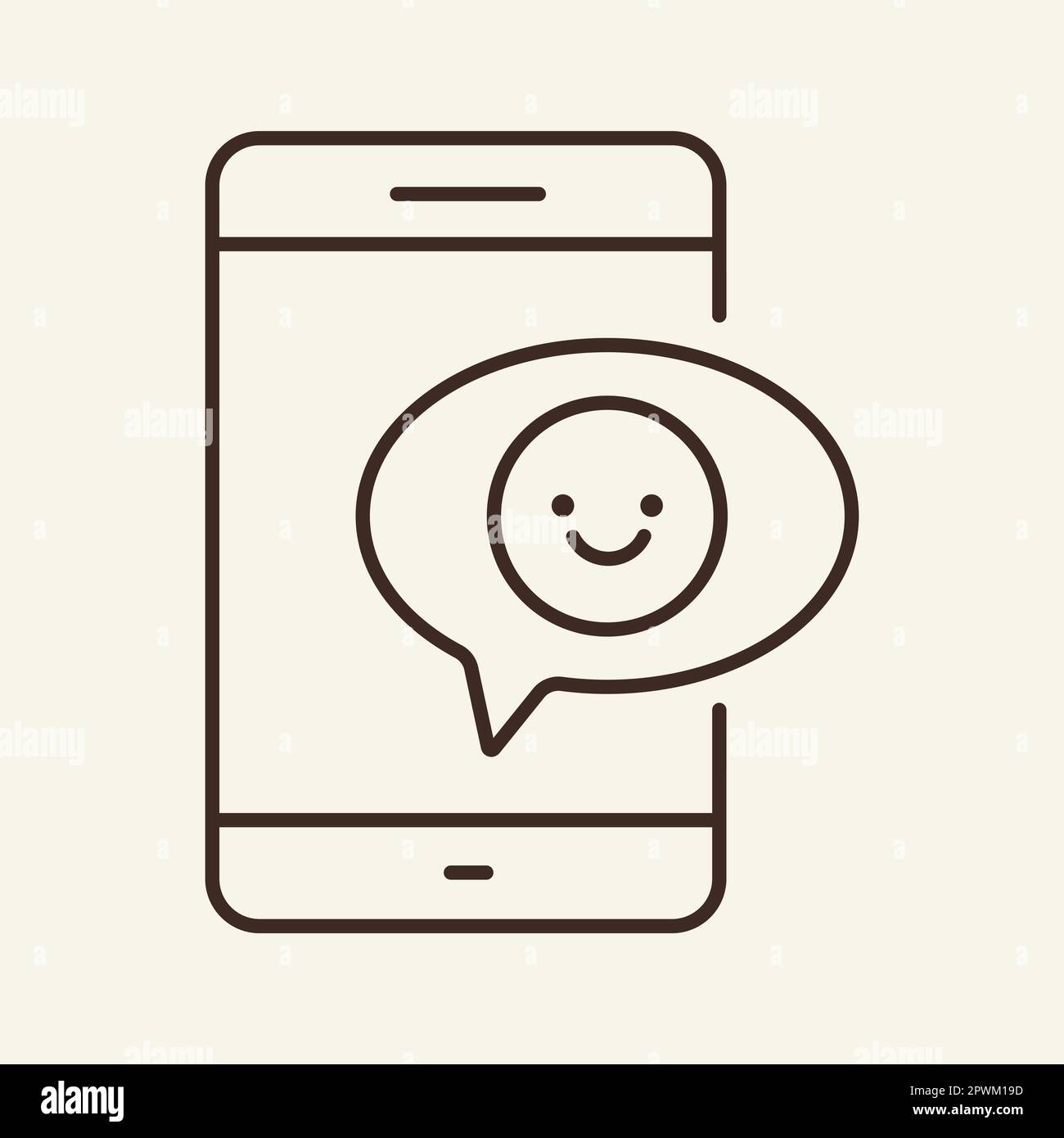 Mobile smile line icon Stock Vector