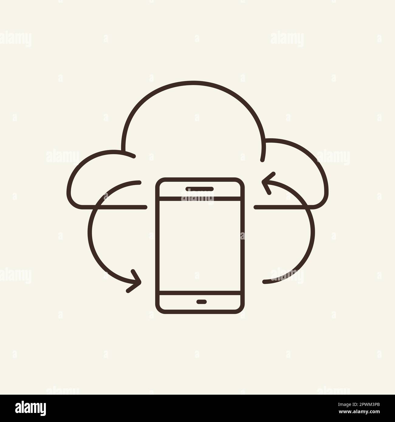 Syncing with mobile phone line icon Stock Vector