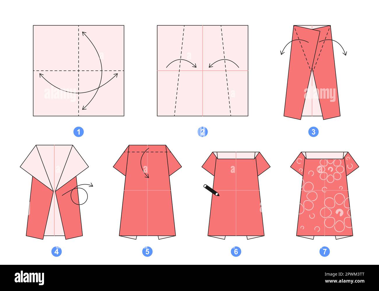 Origami tutorial for kids. Origami cute dress Stock Vector Image & Art ...