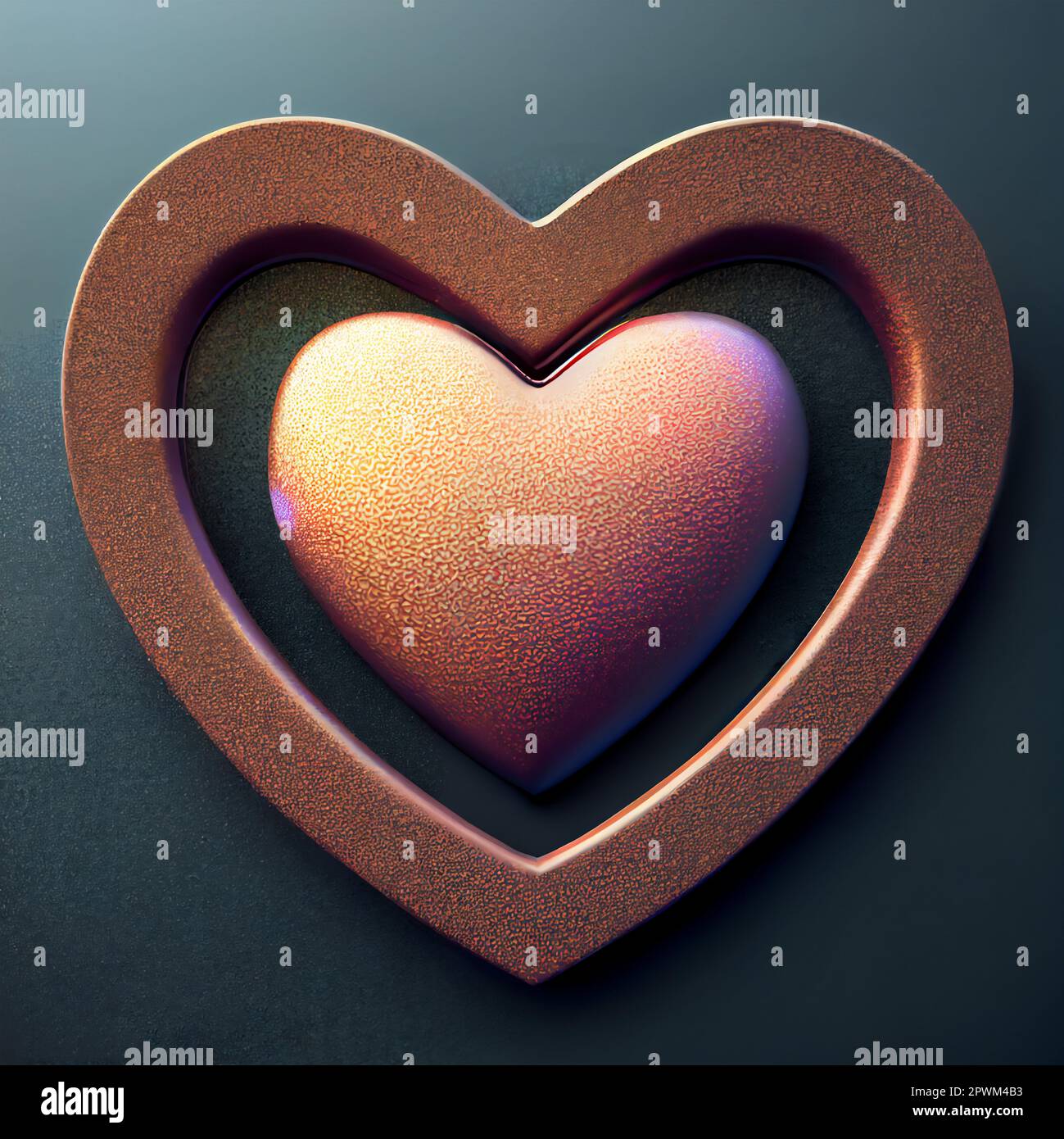 3D illustration love concept art design with glittering hearts Stock