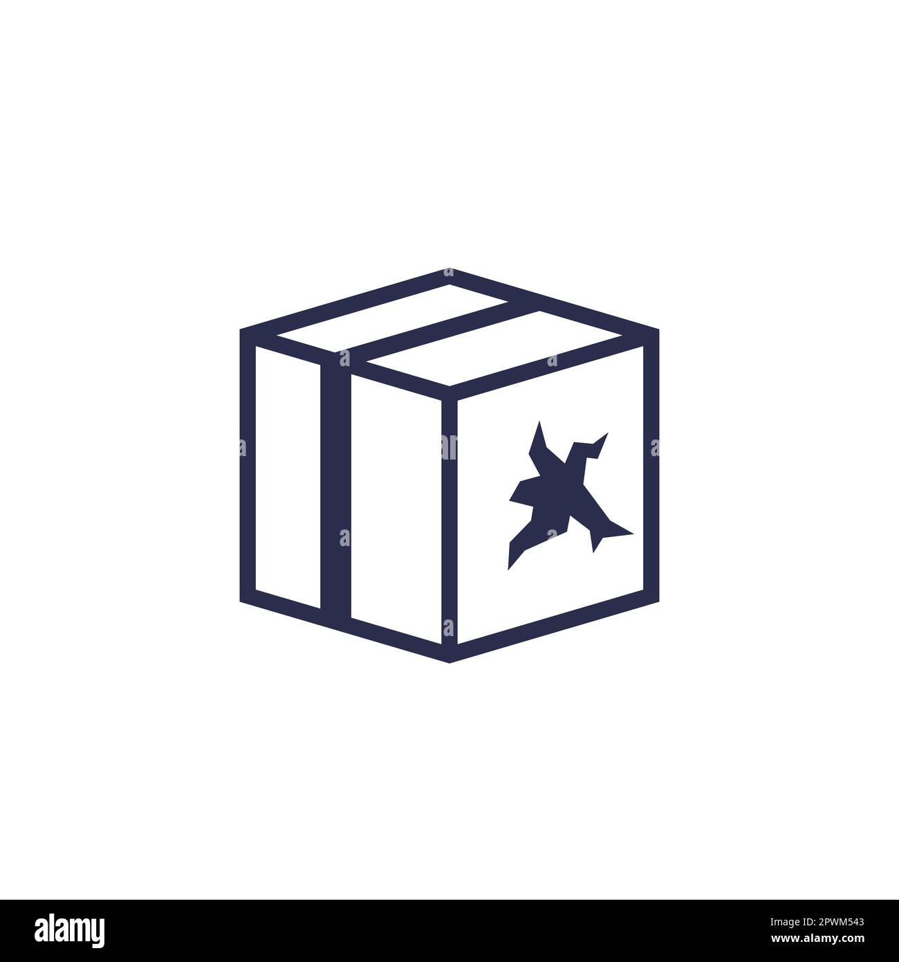 damaged package or broken box icon Stock Vector