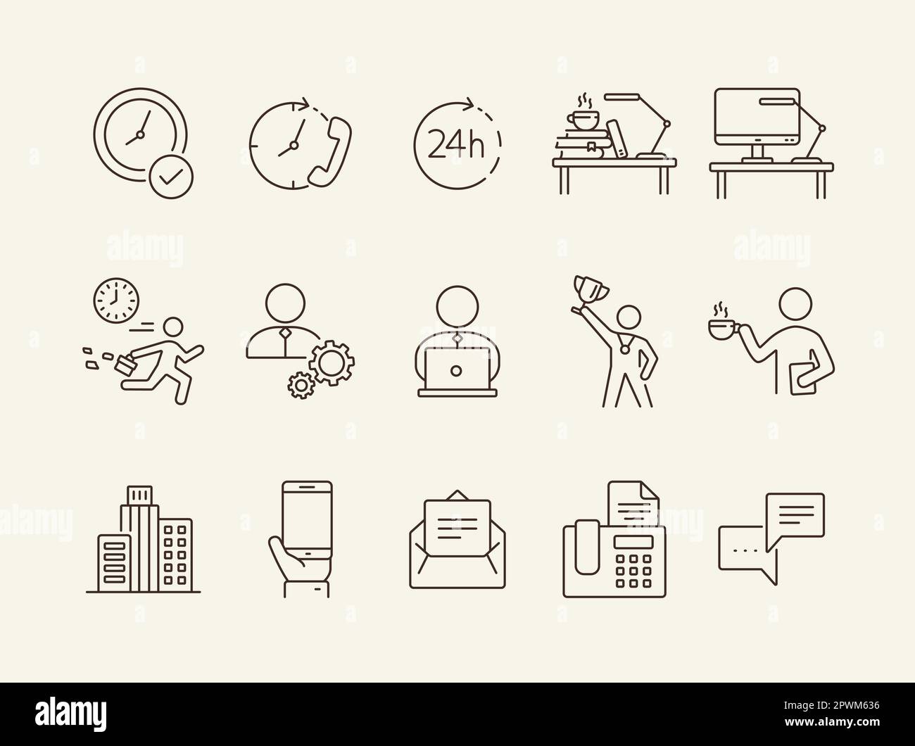 Weekday line icon set Stock Vector