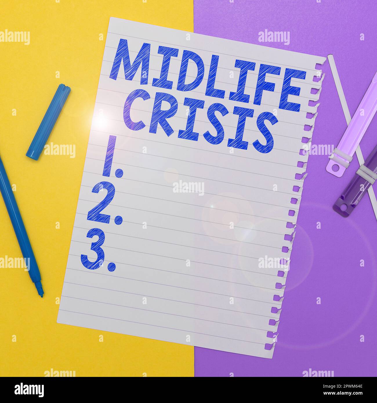 Writing displaying text Midlife Crisis, Business idea Software development technique Decomposing an application Stock Photo