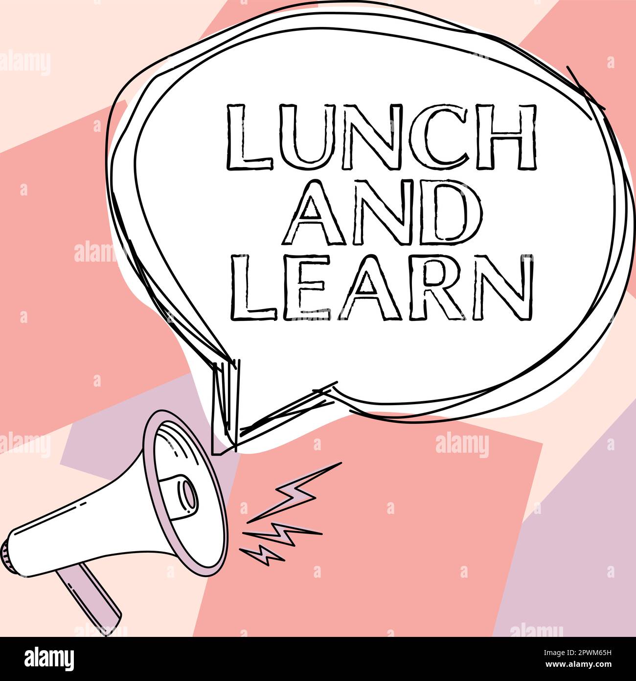 Text showing inspiration Lunch And Learn, Internet Concept Have meal and study motivation for education learning eating Stock Photo