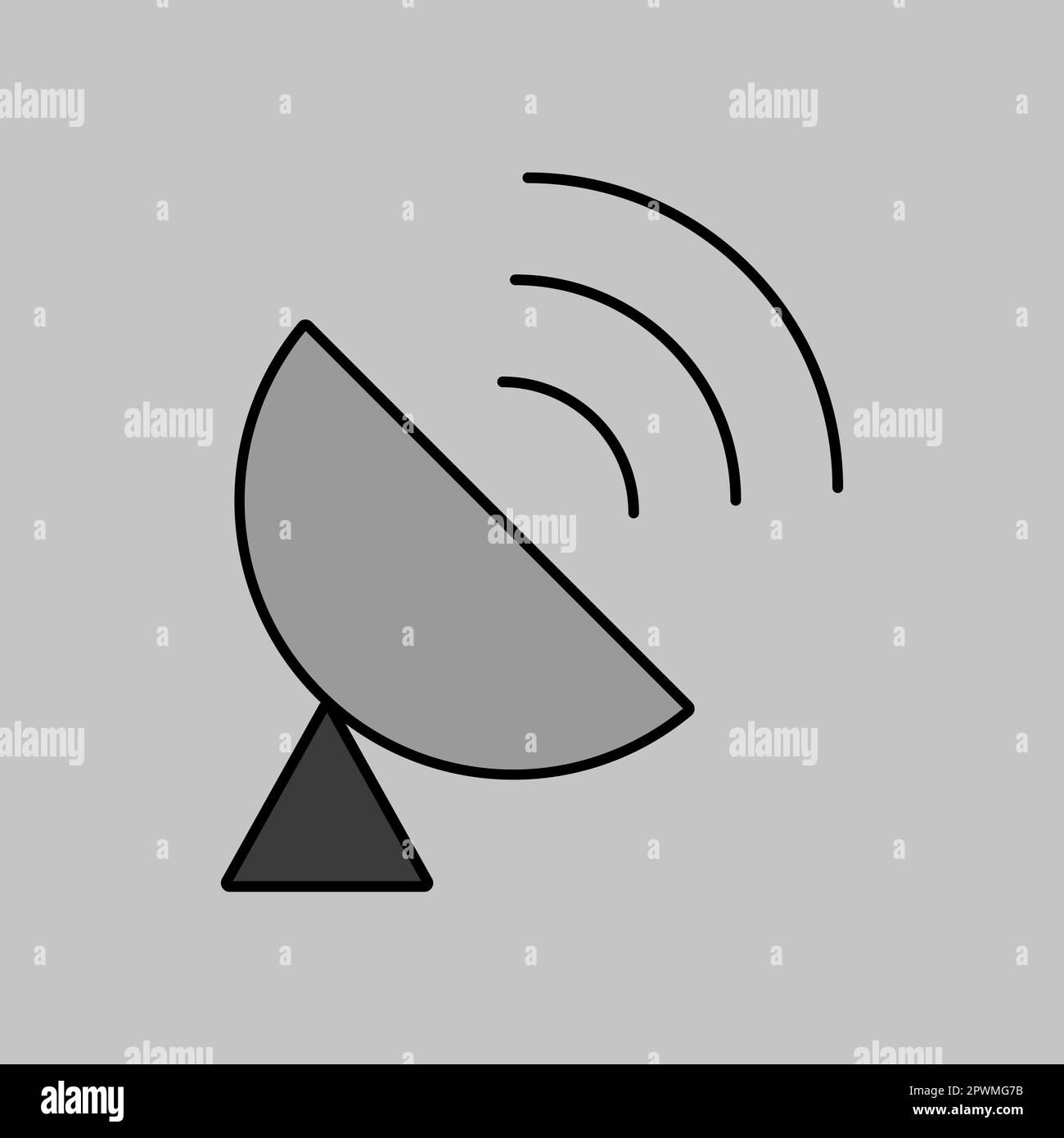 Sputnik antenna vector isolated grayscale icon. Navigation sign. Graph ...