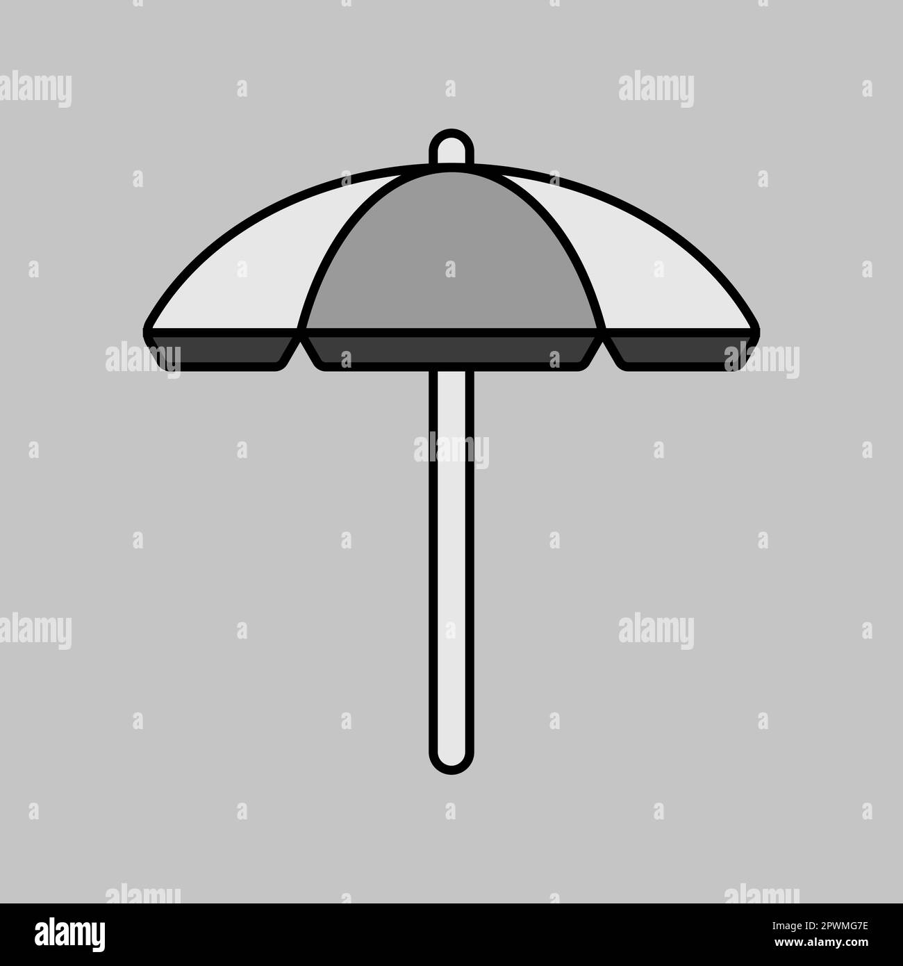 Beach parasol grayscale vector icon. Summer sign. Graph symbol for travel and tourism web site and apps design, logo, app, UI Stock Photo