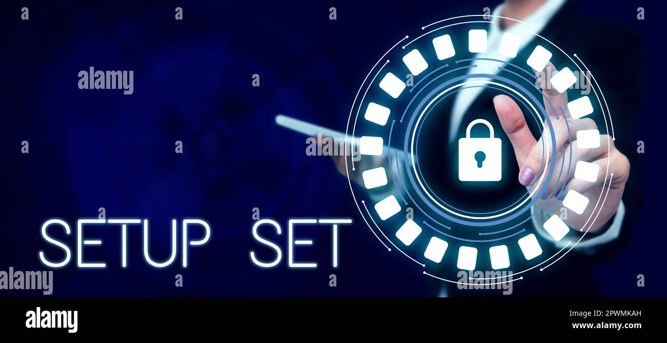 Text caption presenting Setup Set, Business concept the manner ...