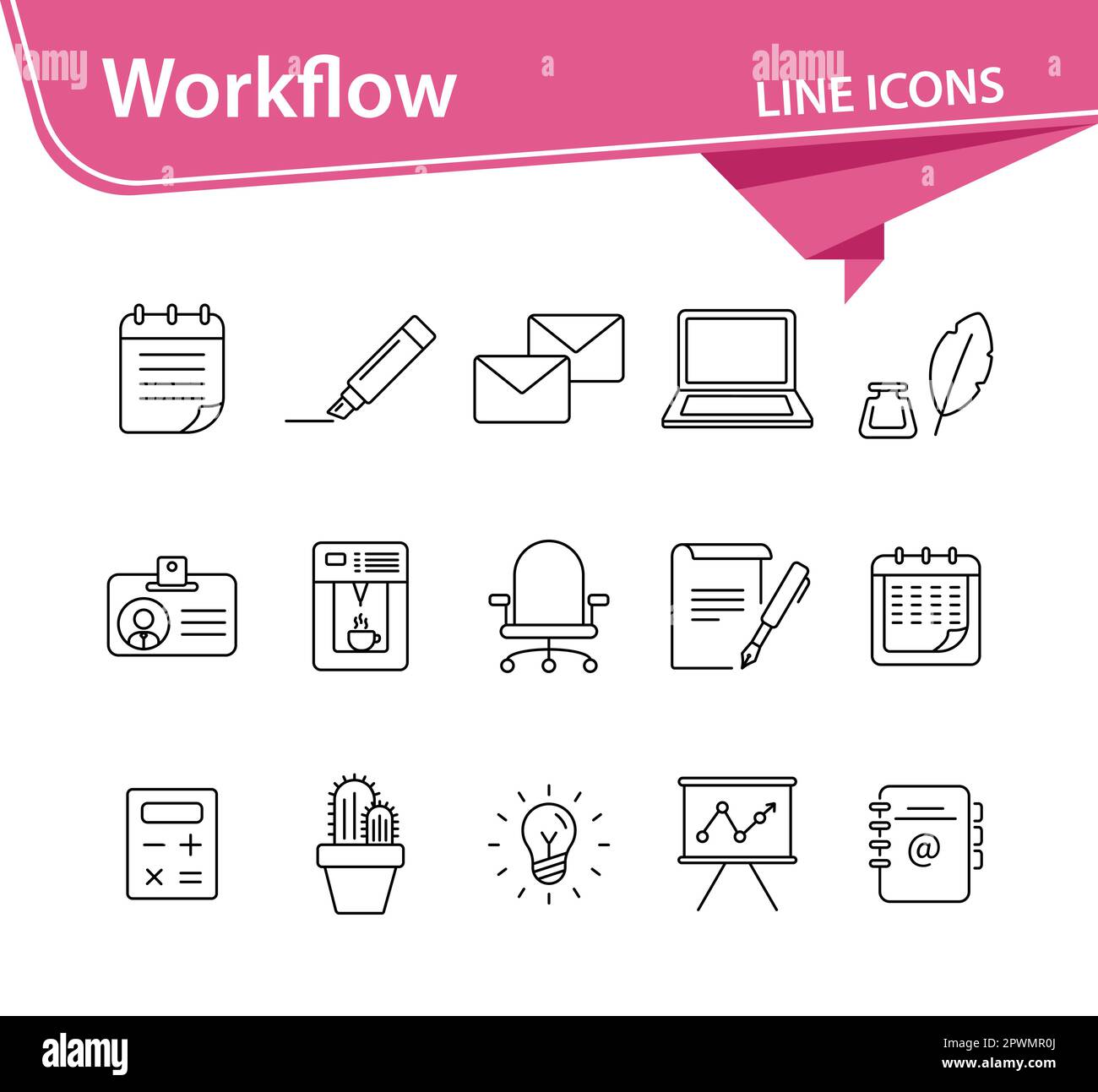 Workflow icon set Stock Vector
