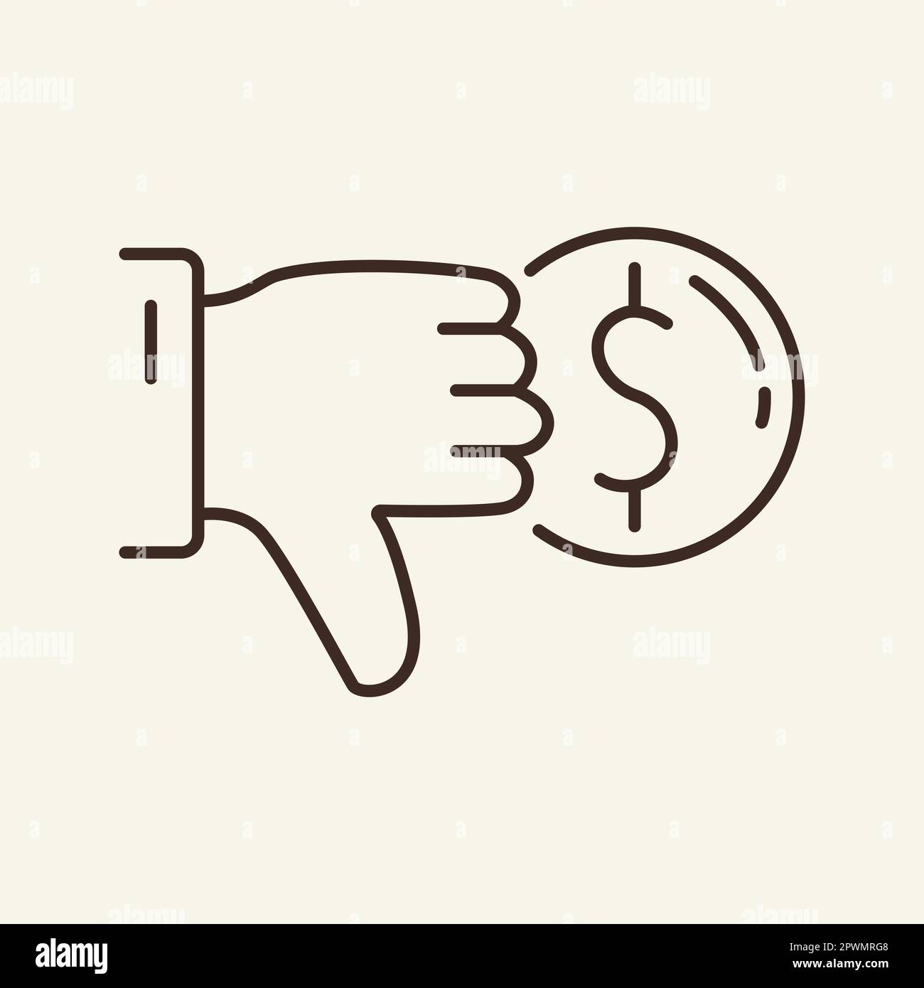 Dollar dislike line icon Stock Vector