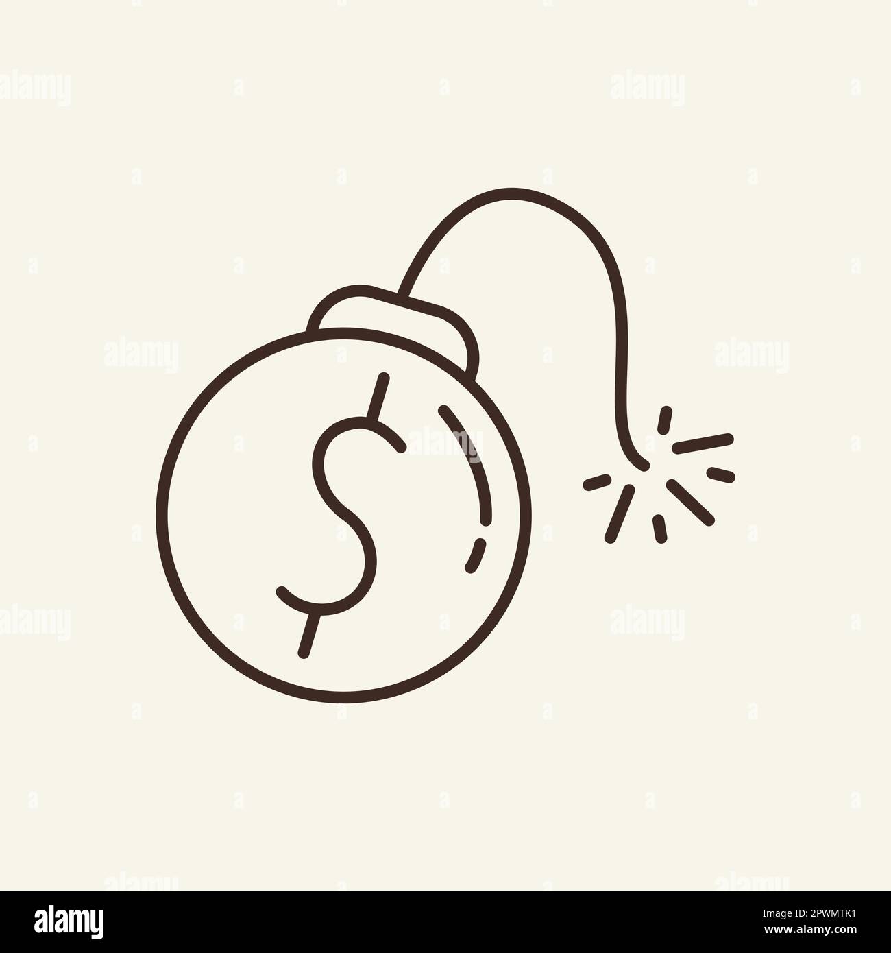 Dollar bomb line icon Stock Vector