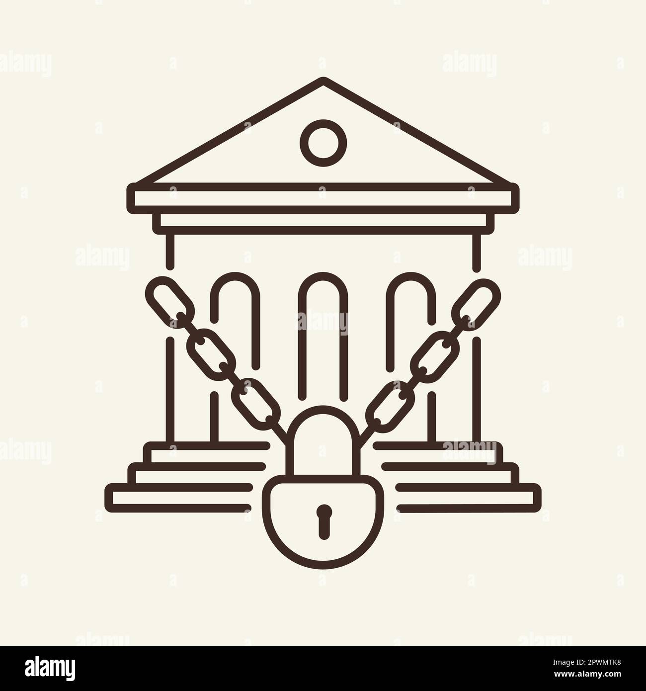 Arrested bank line icon Stock Vector
