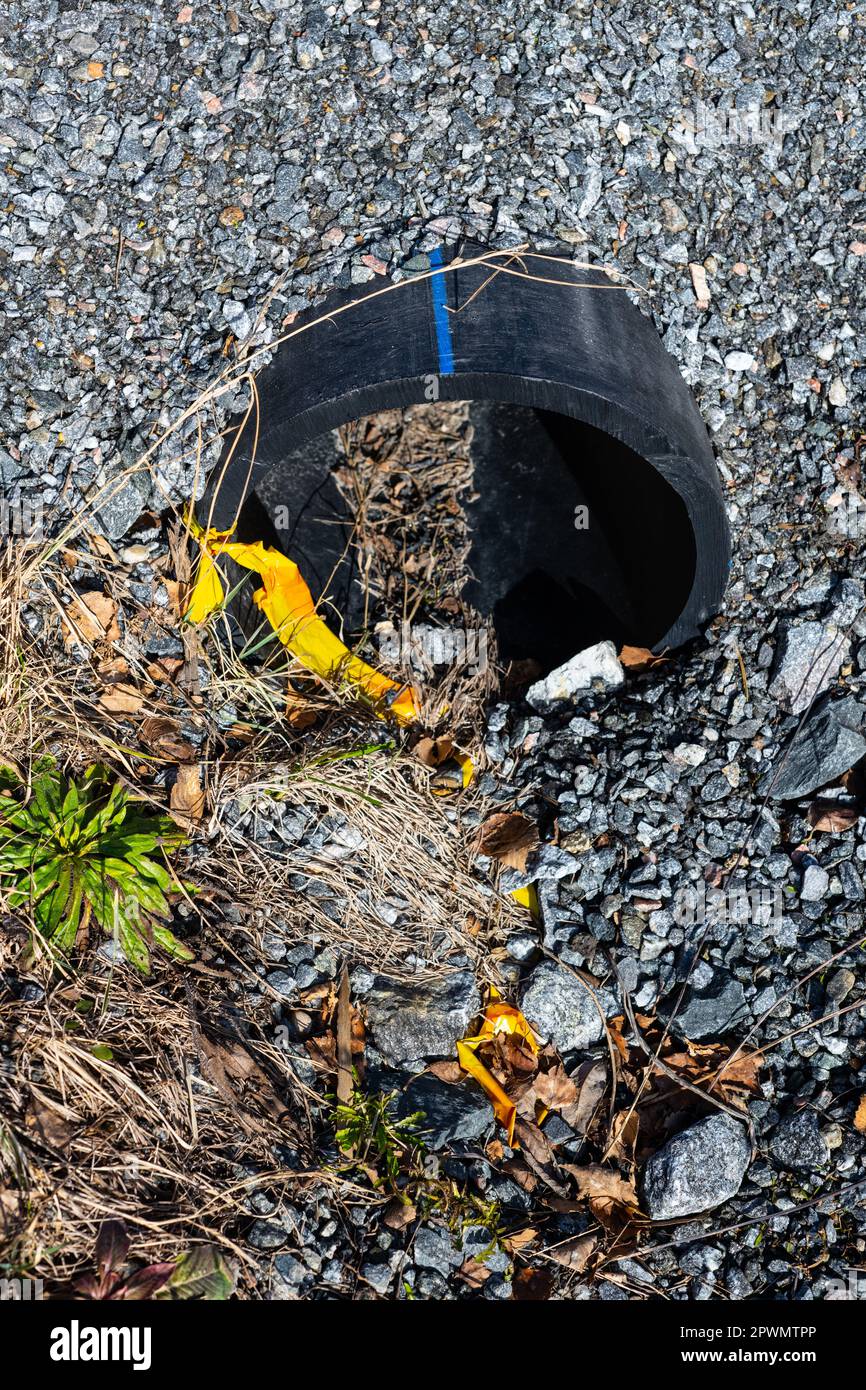 Drainage pipe under a gravel road Stock Photo Alamy